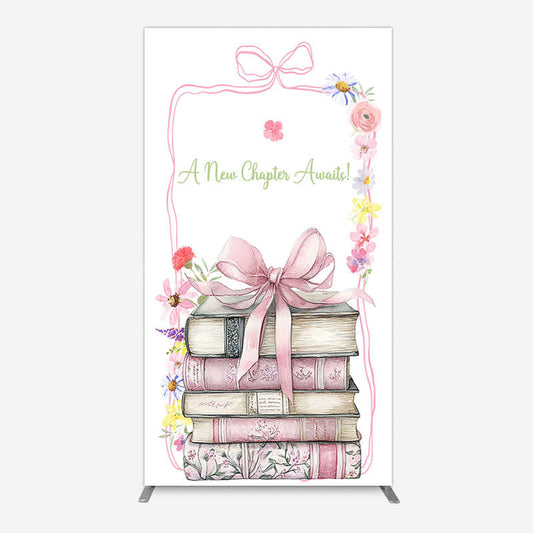 Lofaris Pink Book New Chapter Awaits Baby Shower Rectangle Backdrop