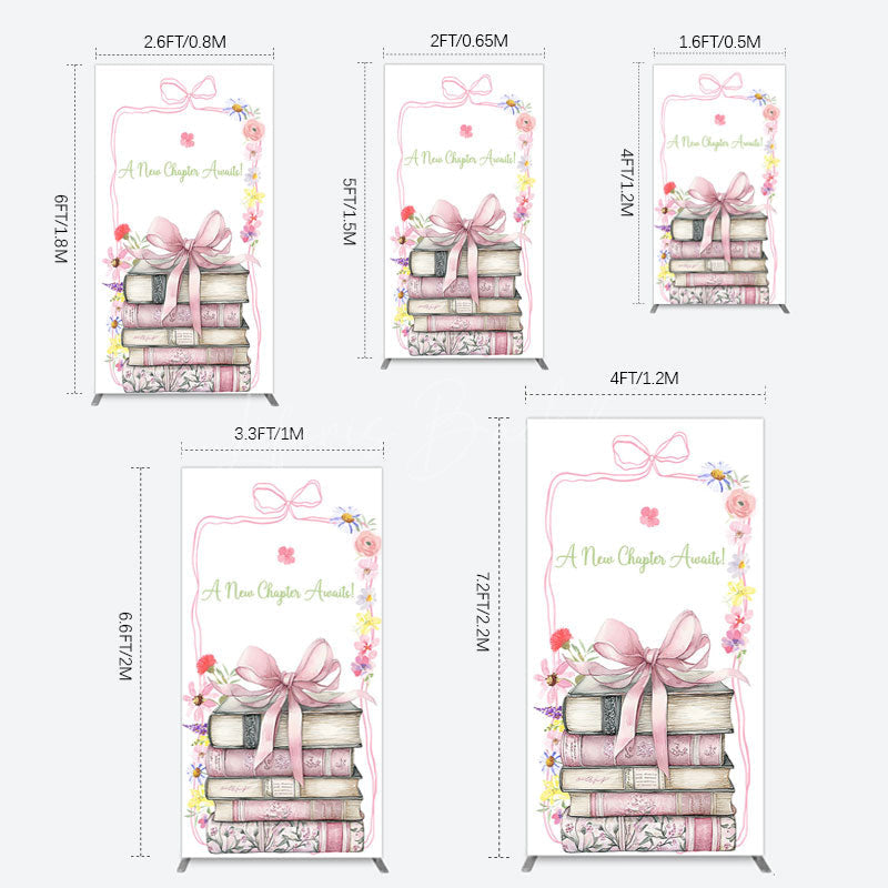 Lofaris Pink Book New Chapter Awaits Baby Shower Rectangle Backdrop