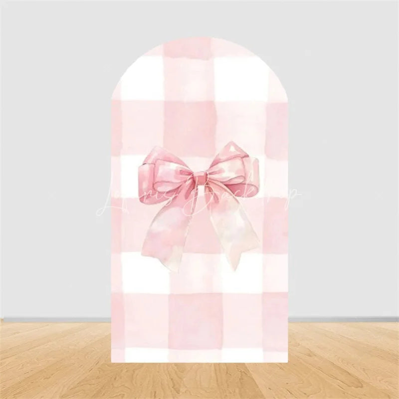 Lofaris Pink Bow Arch Backdrop Watercolor Ribbon Princess Birthday Party Decor Coquette Girl Baby Shower Prop