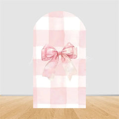 Lofaris Pink Bow Arch Backdrop Watercolor Ribbon Princess Birthday Party Decor Coquette Girl Baby Shower Prop