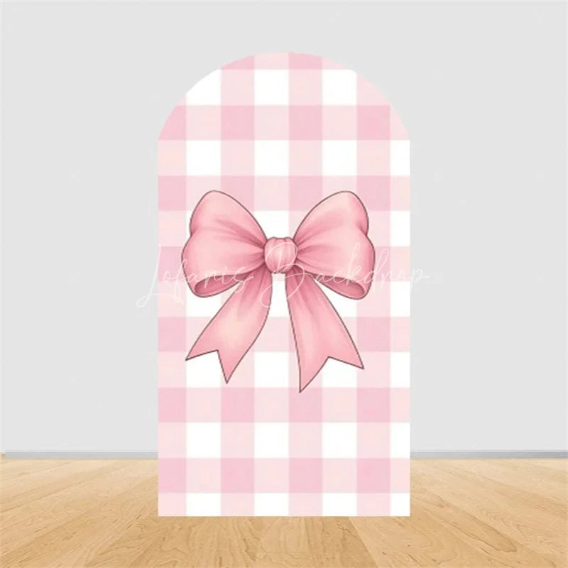 Lofaris Pink Bow Arch Backdrop Watercolor Ribbon Princess Birthday Party Decor Coquette Girl Baby Shower Prop