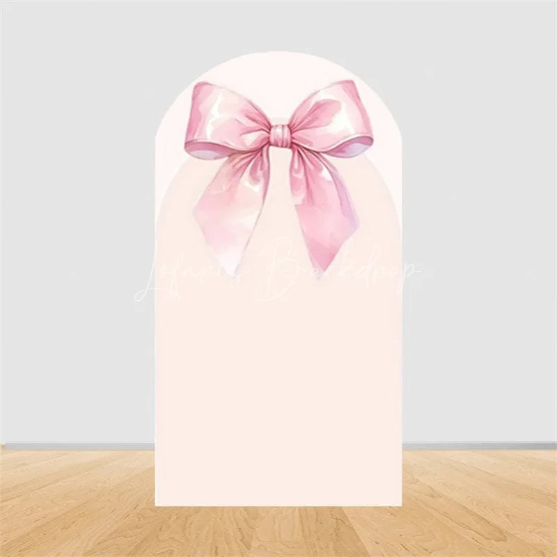 Lofaris Pink Bow Arch Backdrop Watercolor Ribbon Princess Birthday Party Decor Coquette Girl Baby Shower Prop