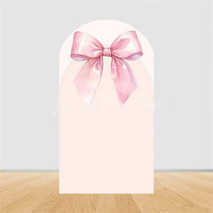 Lofaris Pink Bow Arch Backdrop Watercolor Ribbon Princess Birthday Party Decor Coquette Girl Baby Shower Prop