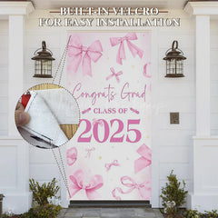 Lofaris Pink Bow Class of 2025 Congrats Graduation Door Cover
