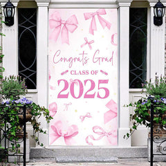 Lofaris Pink Bow Class of 2025 Congrats Graduation Door Cover