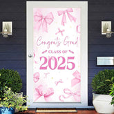 Lofaris Pink Bow Class of 2025 Congrats Graduation Door Cover
