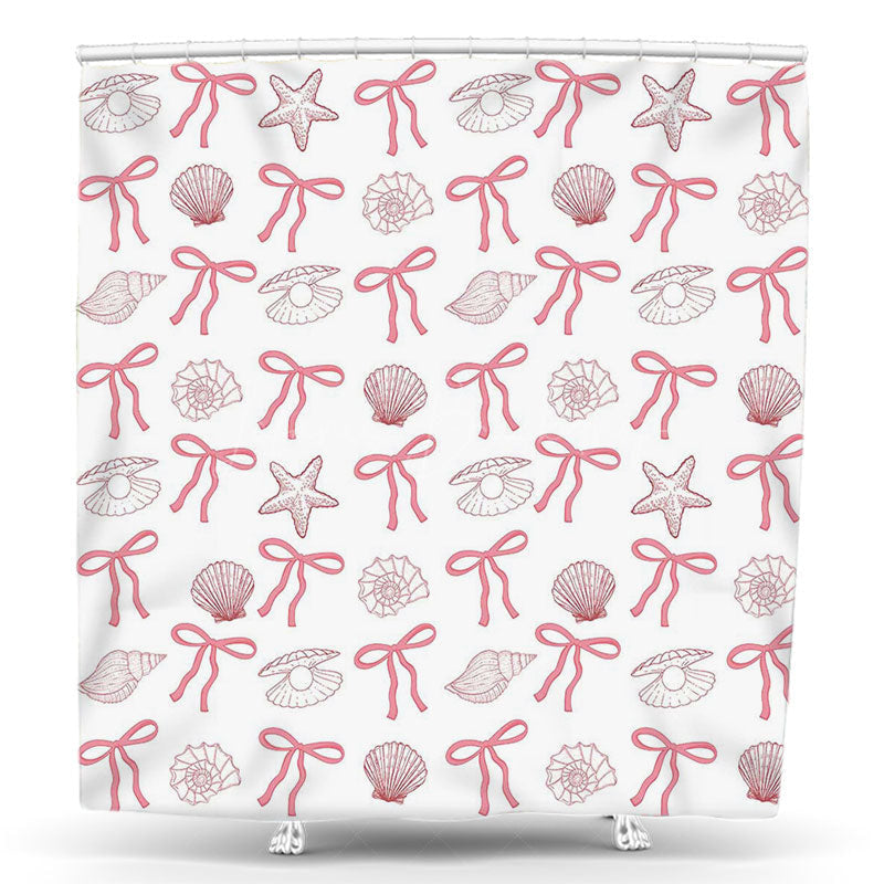 Lofaris Pink Bow Conch Scallop Star Undersea Shower Curtain