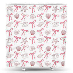 Lofaris Pink Bow Conch Scallop Star Undersea Shower Curtain