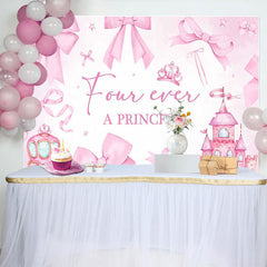 Lofaris Pink Bow Fairy Four Ever A Princess Birthday Backdrop