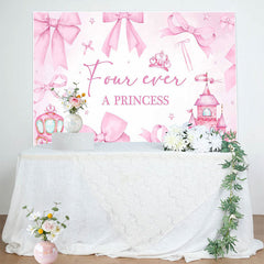 Lofaris Pink Bow Fairy Four Ever A Princess Birthday Backdrop