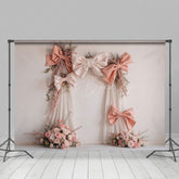 Lofaris Pink Bow Floral Arch Wedding Photography Backdrop