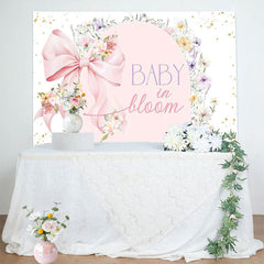 Lofaris Pink Bow Floral Baby In Bloom Gender Reveal Backdrop
