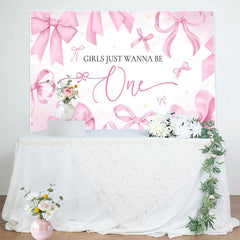 Lofaris Pink Bow Girls Just Wanna Be One Birthday Backdrop