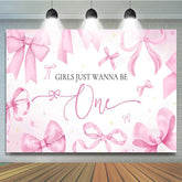 Lofaris Pink Bow Girls Just Wanna Be One Birthday Backdrop
