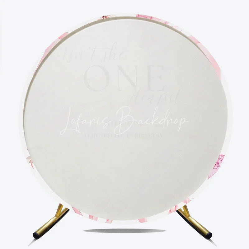 Lofaris Pink Bow Isn’t She ONEderful 1st Birthday Round Backdrop Sweet Girl Very Special First Party Banner