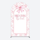 Lofaris Pink Bow Shes Tying The Knot Bridal Shower Arch Backdrop
