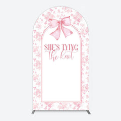 Lofaris Pink Bow Shes Tying The Knot Bridal Shower Arch Backdrop