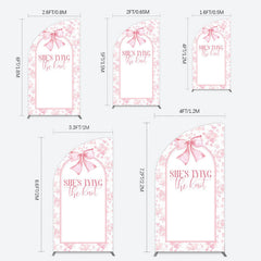 Lofaris Pink Bow Shes Tying The Knot Bridal Shower Half Moon Arch Backdrop