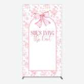Lofaris Pink Bow Shes Tying The Knot Bridal Shower Rectangle Backdrop