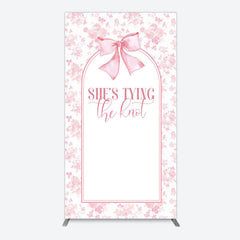 Lofaris Pink Bow Shes Tying The Knot Bridal Shower Rectangle Backdrop