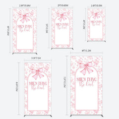 Lofaris Pink Bow Shes Tying The Knot Bridal Shower Rectangle Backdrop