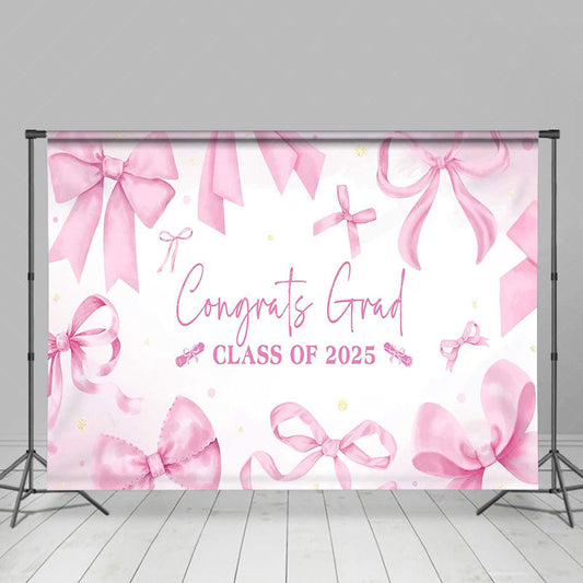 Lofaris Pink Bow Tie Class of 2025 Congrats Grad Backdrop