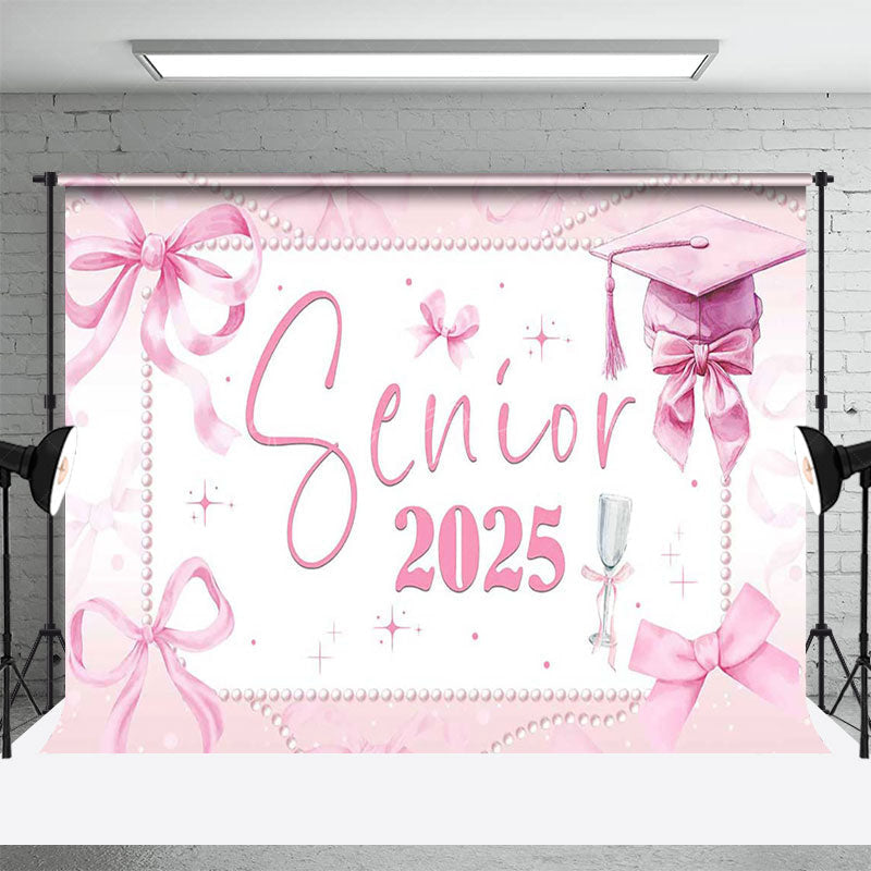 Lofaris Pink Bow Tie Map Senior 2025 Graduation Backdrop