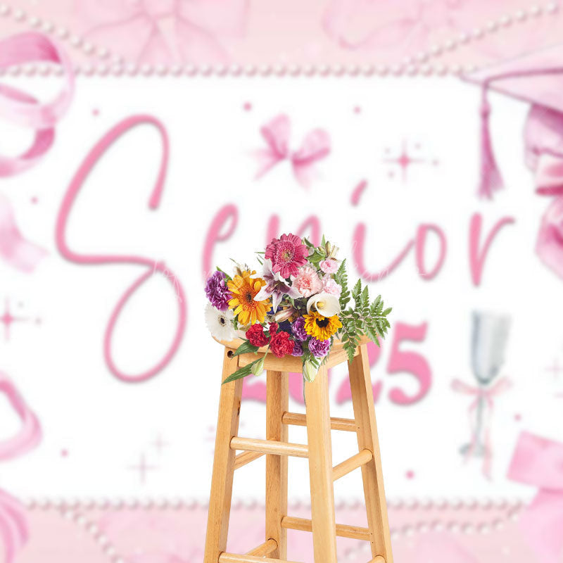 Lofaris Pink Bow Tie Map Senior 2025 Graduation Backdrop