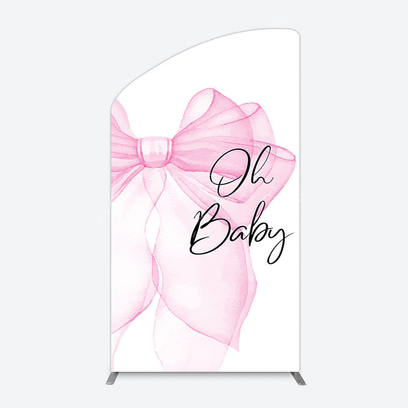 Lofaris Pink Bow Tie Oh Baby Gender Reveal Arch Backdrop