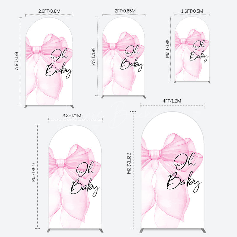 Lofaris Pink Bow Tie Oh Baby Gender Reveal Arch Backdrop