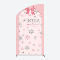 Lofaris Pink Bow Tie Snowflake Winter Onderland Arch Backdrop