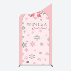 Lofaris Pink Bow Tie Snowflake Winter Onderland Arch Backdrop