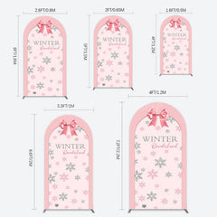 Lofaris Pink Bow Tie Snowflake Winter Onderland Arch Backdrop