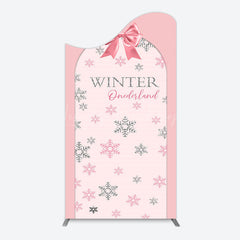 Lofaris Pink Bow Tie Snowflake Winter Onderland Arch Backdrop