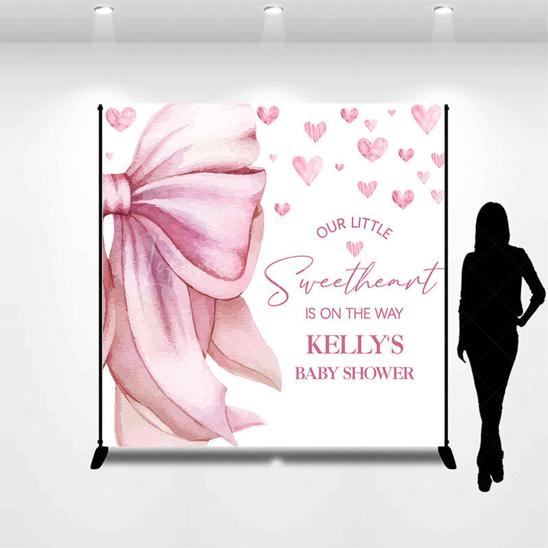 Lofaris Pink Bow Tie Sweatheart Custom Baby Shower Backdrop