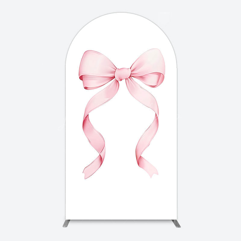 Lofaris Pink Bow White Birthday Party Arch Backdrop