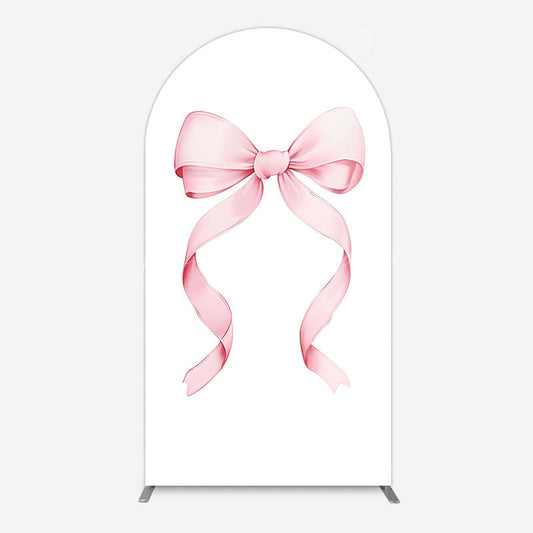Lofaris Pink Bow White Birthday Party Arch Backdrop