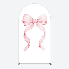 Lofaris Pink Bow White Birthday Party Arch Backdrop
