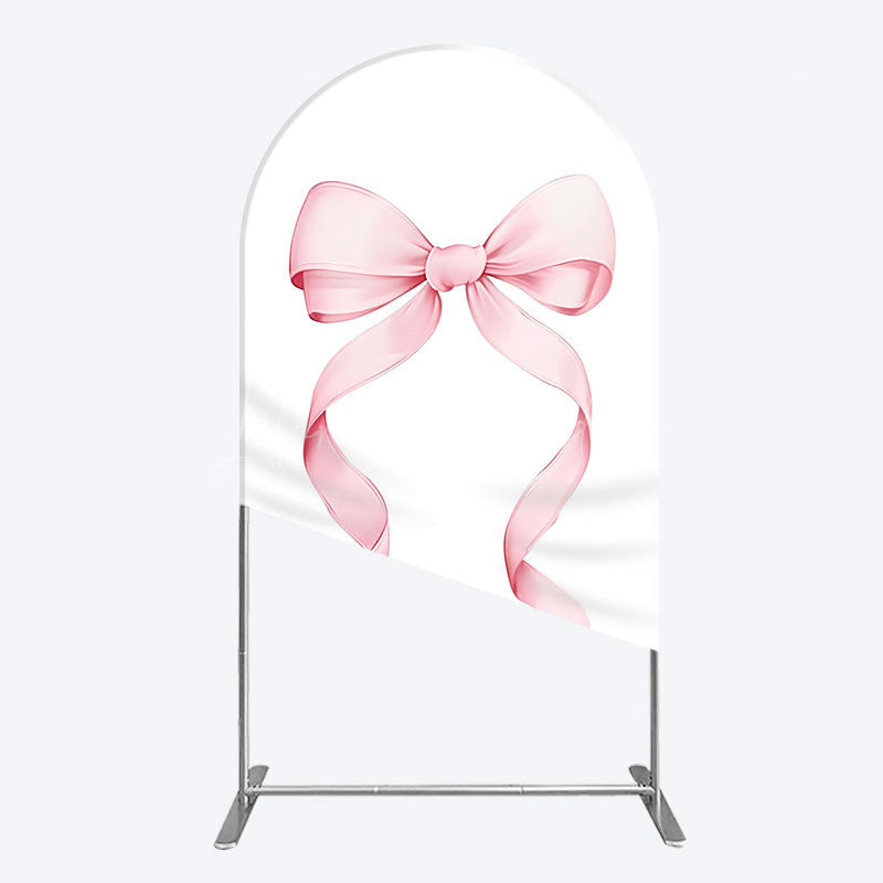Lofaris Pink Bow White Birthday Party Arch Backdrop