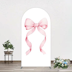 Lofaris Pink Bow White Birthday Party Arch Backdrop