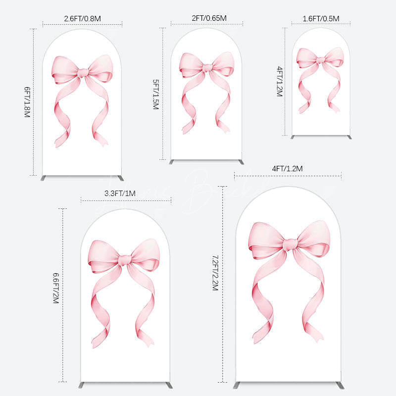 Lofaris Pink Bow White Birthday Party Arch Backdrop