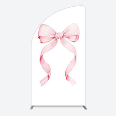 Lofaris Pink Bow White Birthday Party Half Moon Arch Backdrop