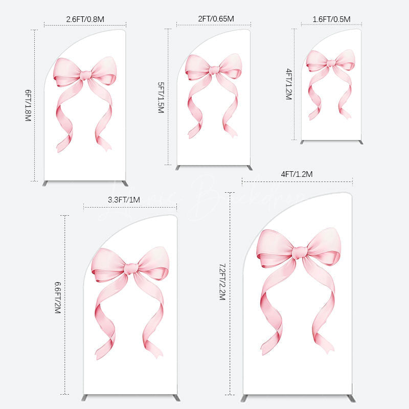 Lofaris Pink Bow White Birthday Party Half Moon Arch Backdrop