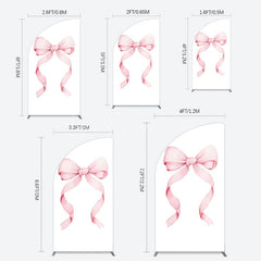 Lofaris Pink Bow White Birthday Party Half Moon Arch Backdrop