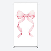 Lofaris Pink Bow White Birthday Party Rectangle Backdrop