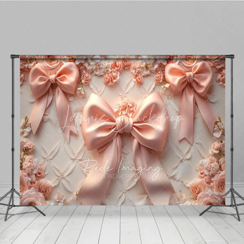 Lofaris Pink Bows Fine Art Backdrop Pastel Ribbon Floral Texture Background Newborn Girl Photography Prop