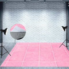 Lofaris Pink Brick Wall Girl Theme Fabric Floor Backdrop