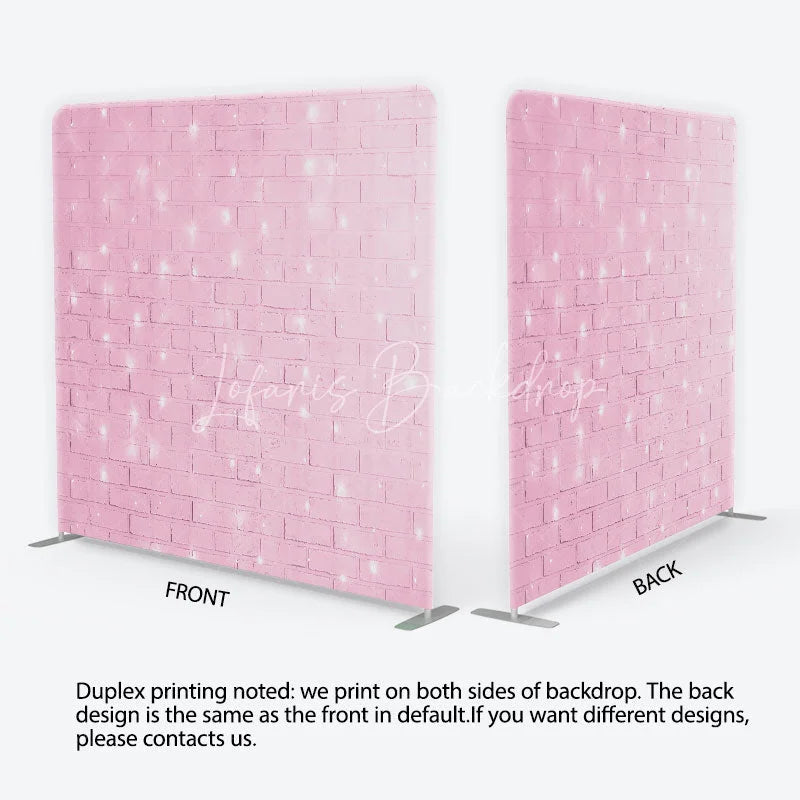 Lofaris Pink Brick Wall with Fairy Lights Tension Fabric Backdrop Sweet Girl Room Photography Background