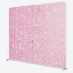 Lofaris Pink Brick Wall with Fairy Lights Tension Fabric Backdrop Sweet Girl Room Photography Background