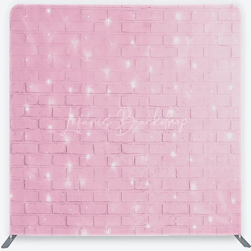 Lofaris Pink Brick Wall with Fairy Lights Tension Fabric Backdrop Sweet Girl Room Photography Background